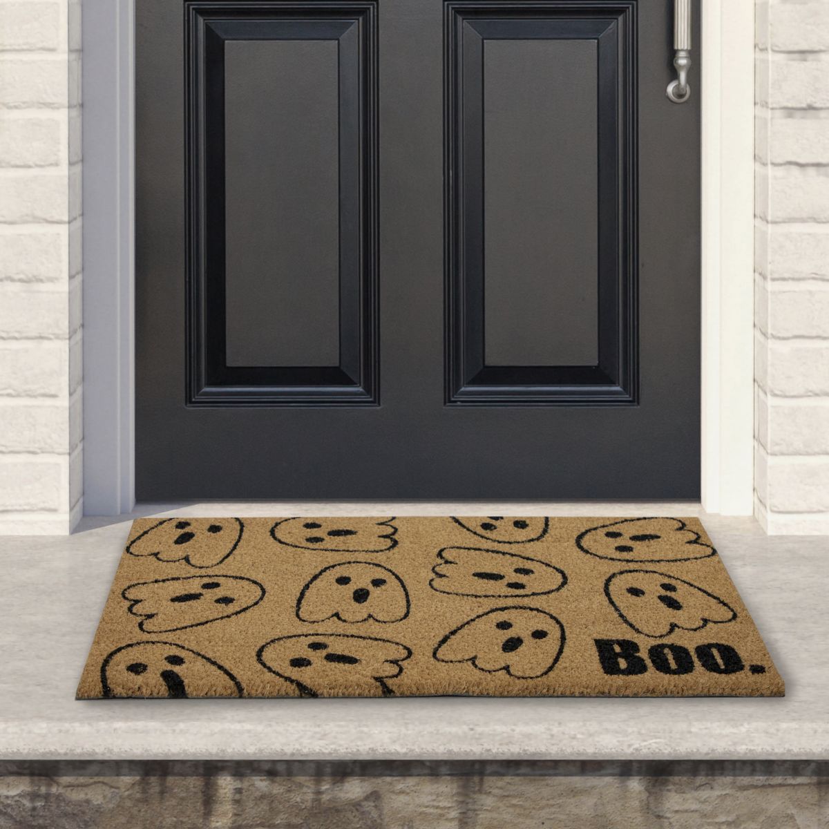 Northlight Natural Coir Boo with Ghosts Halloween Doormat 18