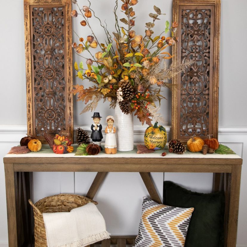 8.5" Fall Harvest "Give Thanks" Cornucopia Decoration