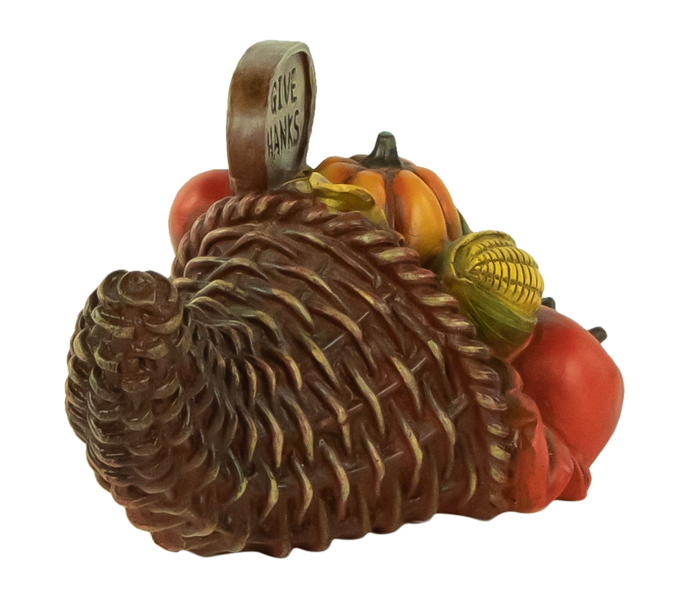8.5" Fall Harvest "Give Thanks" Cornucopia Decoration