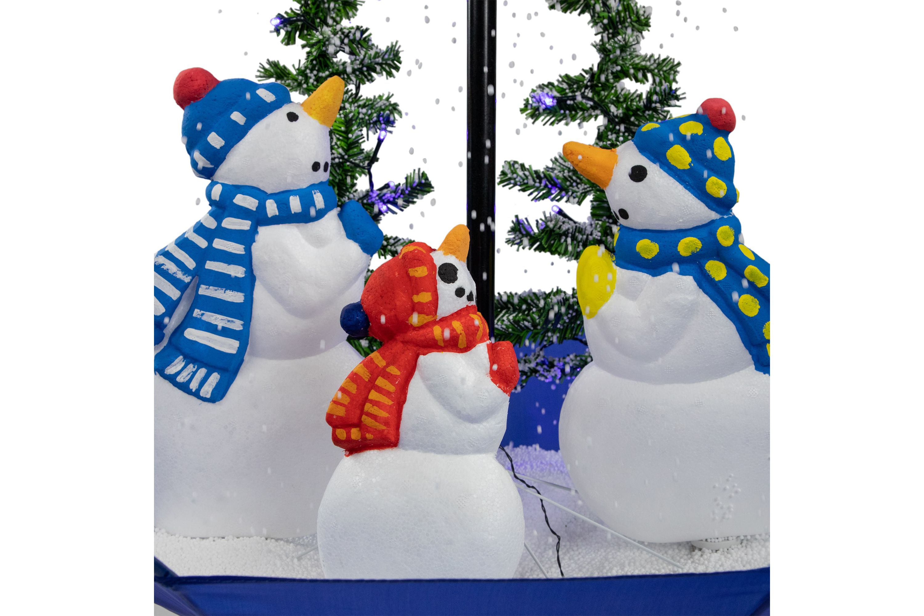 30inch Lighted Musical Snowing Snowman Family in Umbrella Base Christmas Decoration