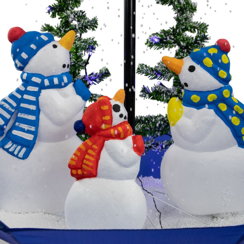 30inch Lighted Musical Snowing Snowman Family in Umbrella Base Christmas Decoration