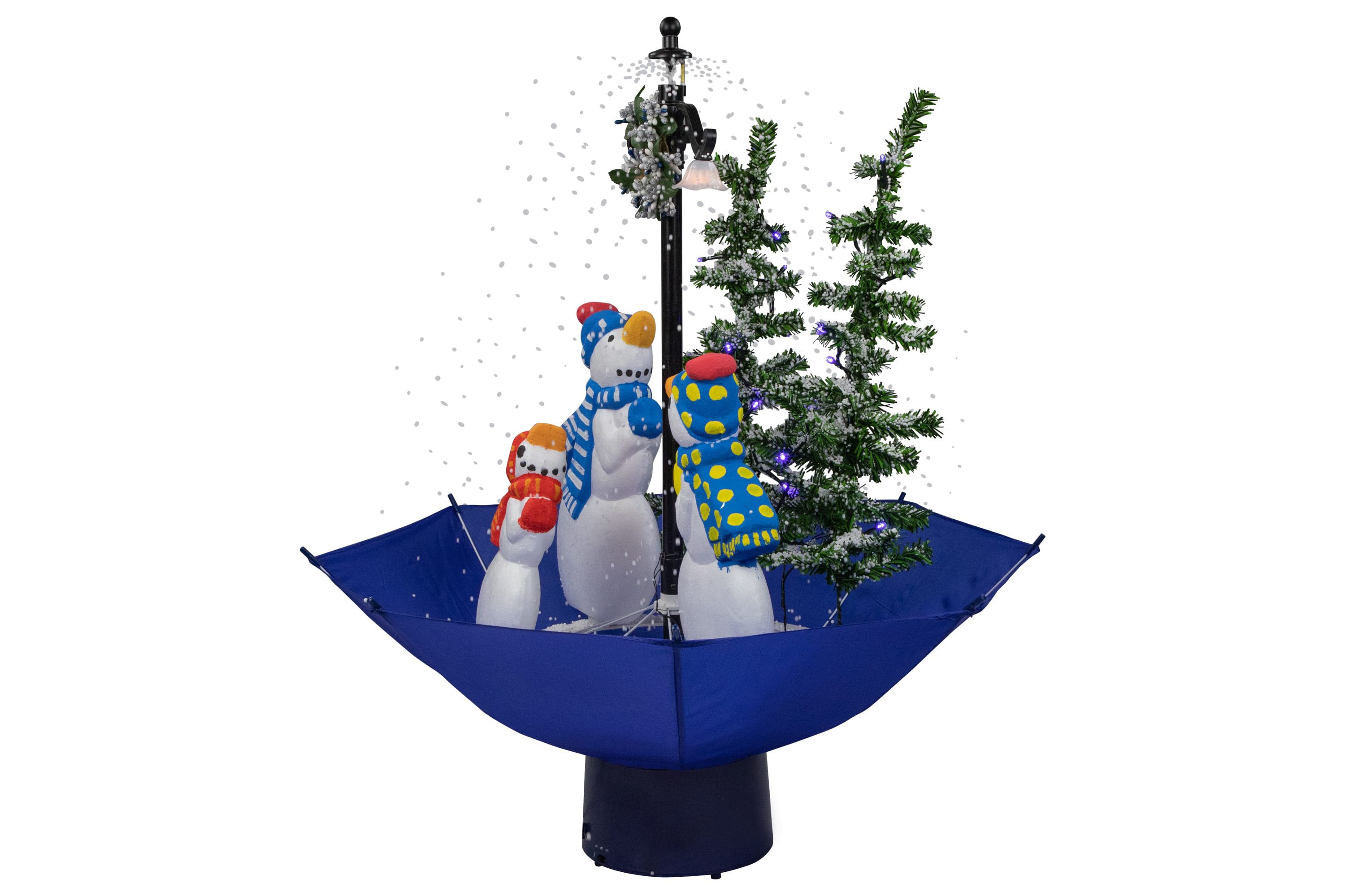 30inch Lighted Musical Snowing Snowman Family in Umbrella Base Christmas Decoration