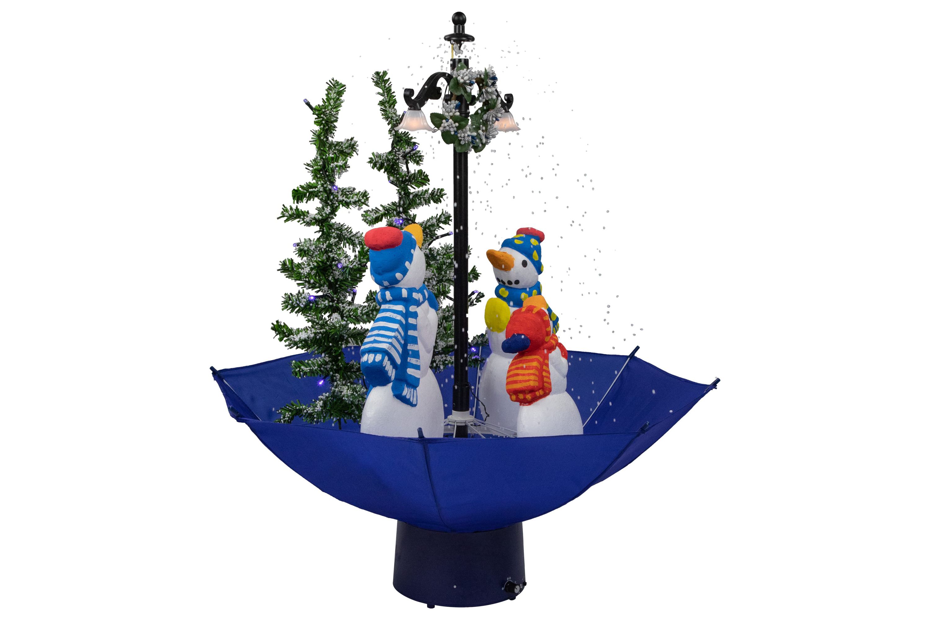 30inch Lighted Musical Snowing Snowman Family in Umbrella Base Christmas Decoration
