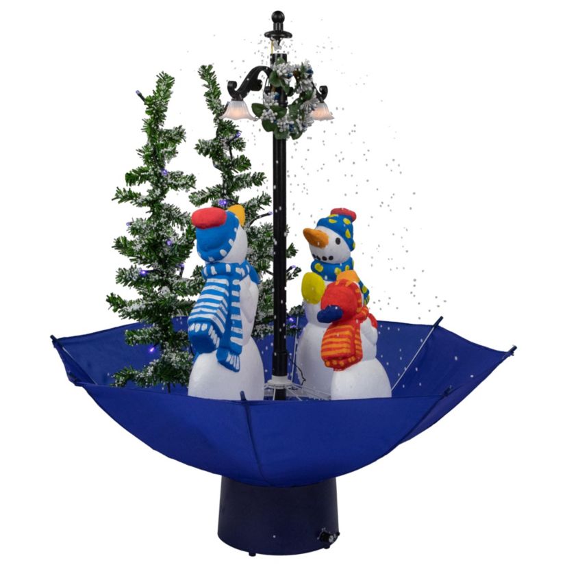 30inch Lighted Musical Snowing Snowman Family in Umbrella Base Christmas Decoration