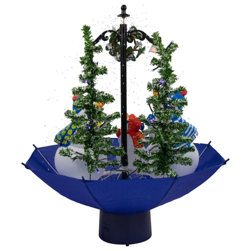 30inch Lighted Musical Snowing Snowman Family in Umbrella Base Christmas Decoration