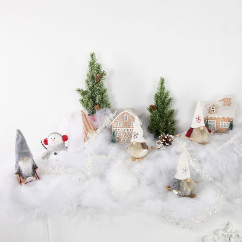 Set of 3 Plush Sledding Gnomes Christmas Ornaments 5.25inch