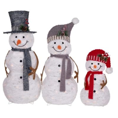 Northlight Set of 3 Lighted Snowman Family Outdoor Christmas Decoration ...