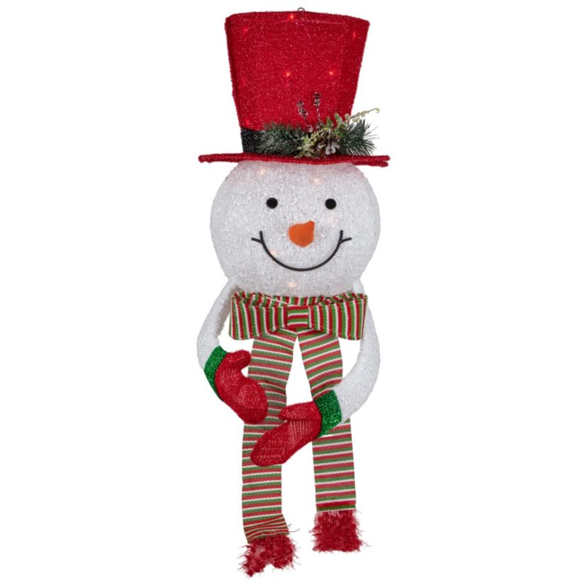 21.5inch Lighted Snowman with Red Top Hat Christmas Tree Topper