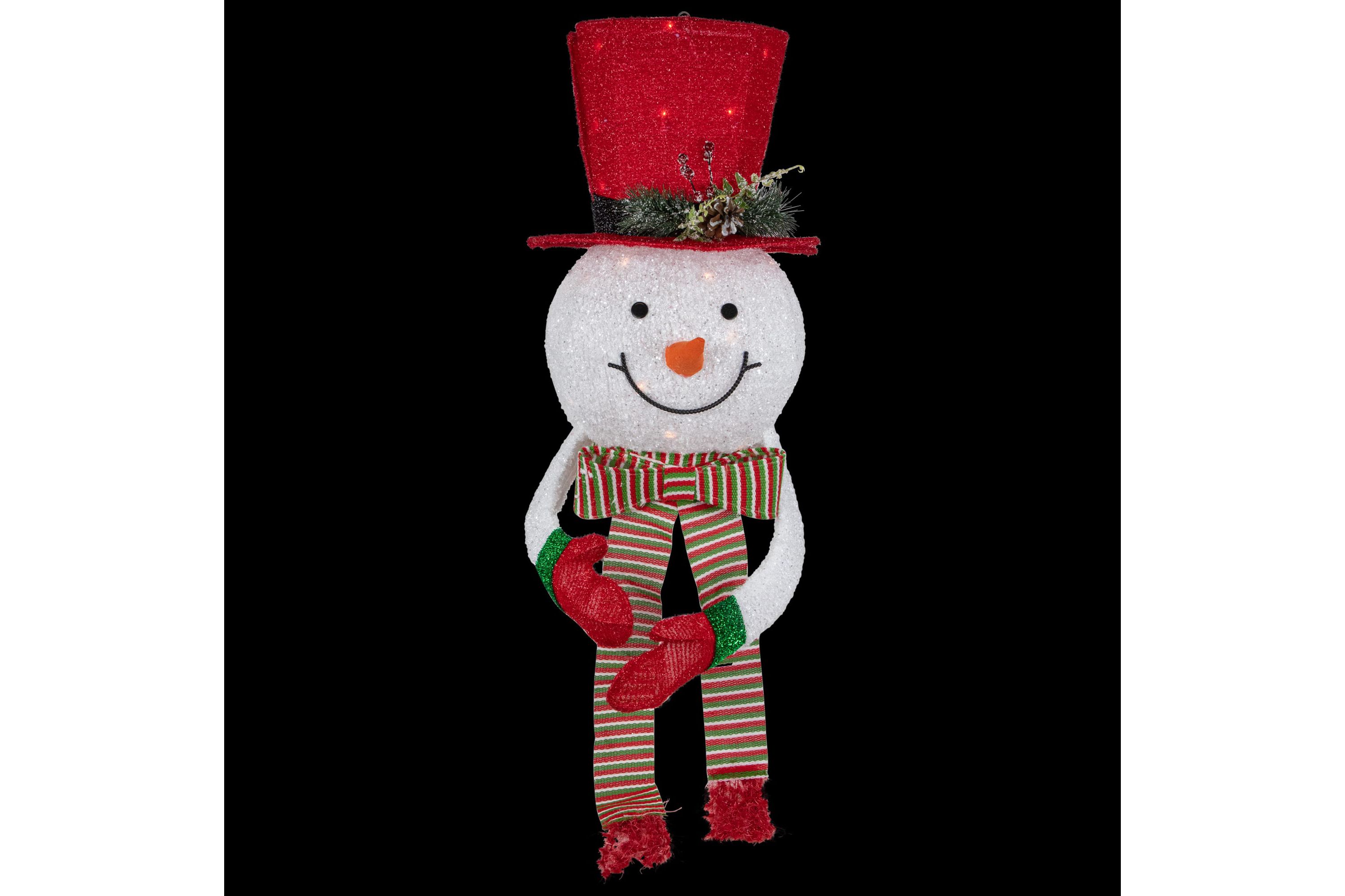 21.5inch Lighted Snowman with Red Top Hat Christmas Tree Topper