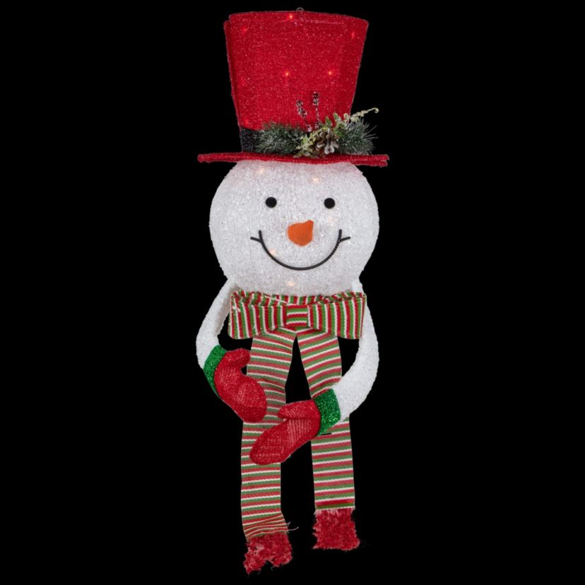21.5inch Lighted Snowman with Red Top Hat Christmas Tree Topper