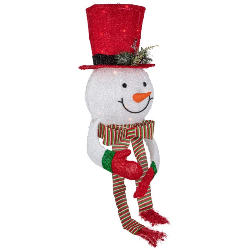 21.5inch Lighted Snowman with Red Top Hat Christmas Tree Topper