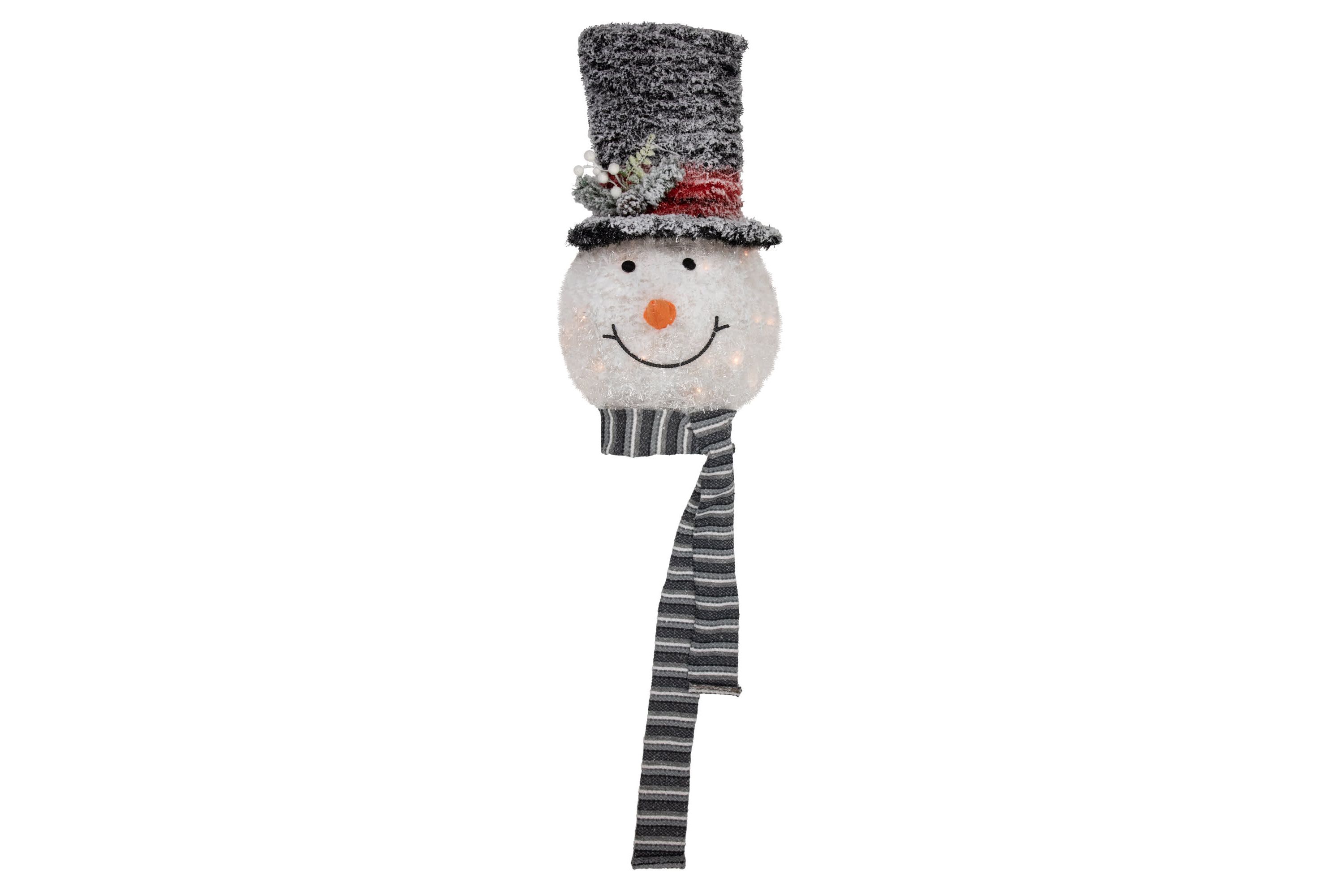 25inch Lighted Snowman with Black Frosted Top Hat Christmas Tree Topper