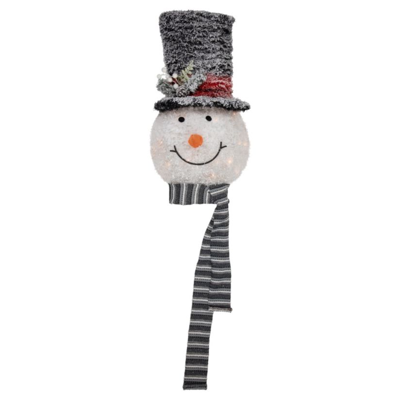 25inch Lighted Snowman with Black Frosted Top Hat Christmas Tree Topper