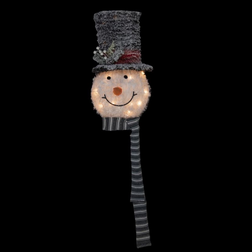 25inch Lighted Snowman with Black Frosted Top Hat Christmas Tree Topper
