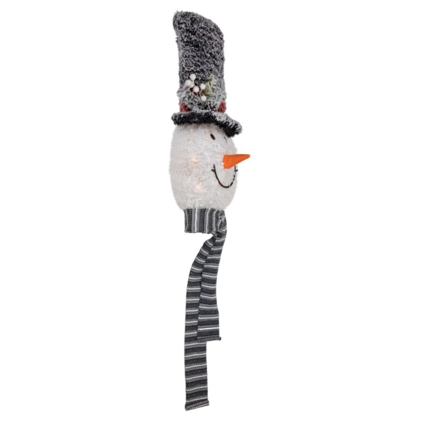 25inch Lighted Snowman with Black Frosted Top Hat Christmas Tree Topper