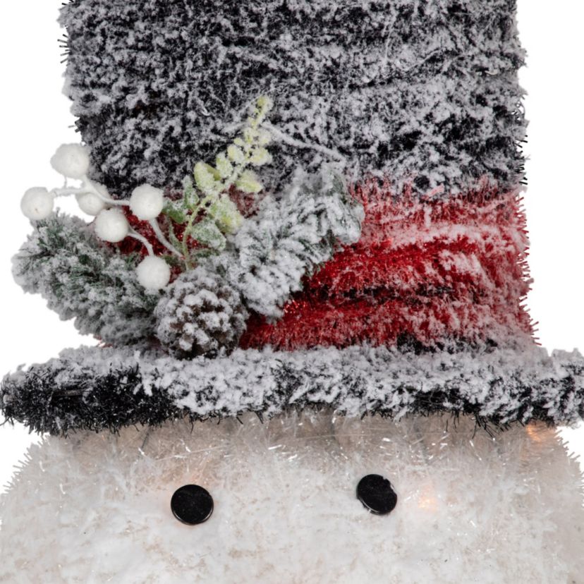 25inch Lighted Snowman with Black Frosted Top Hat Christmas Tree Topper