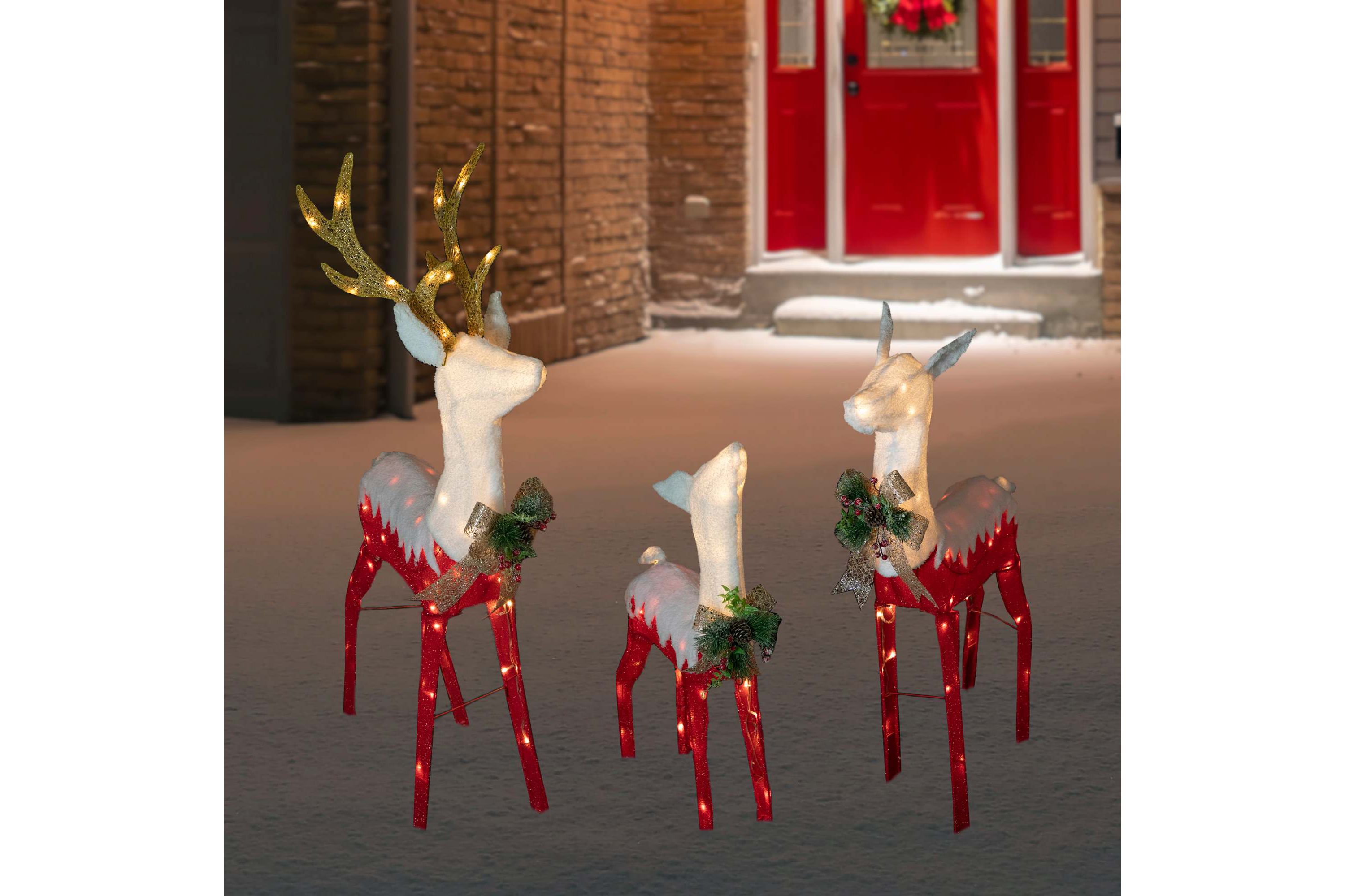 Lighted Reindeer Family Outdoor Christmas Decoration - 52.5" - Warm White -Set of 3