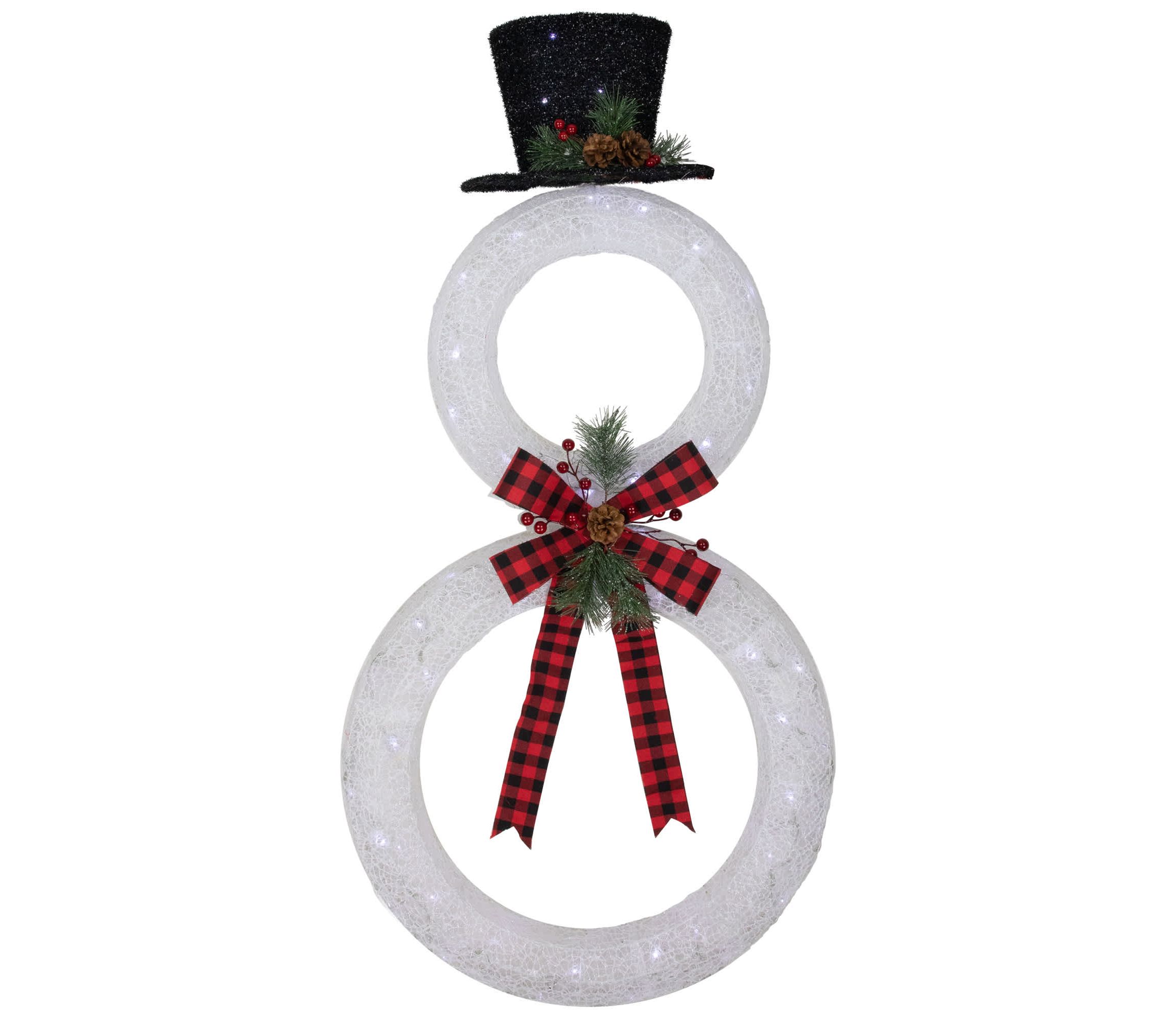 48" LED Lighted Wreath Snowman Outdoor Christmas Decoration