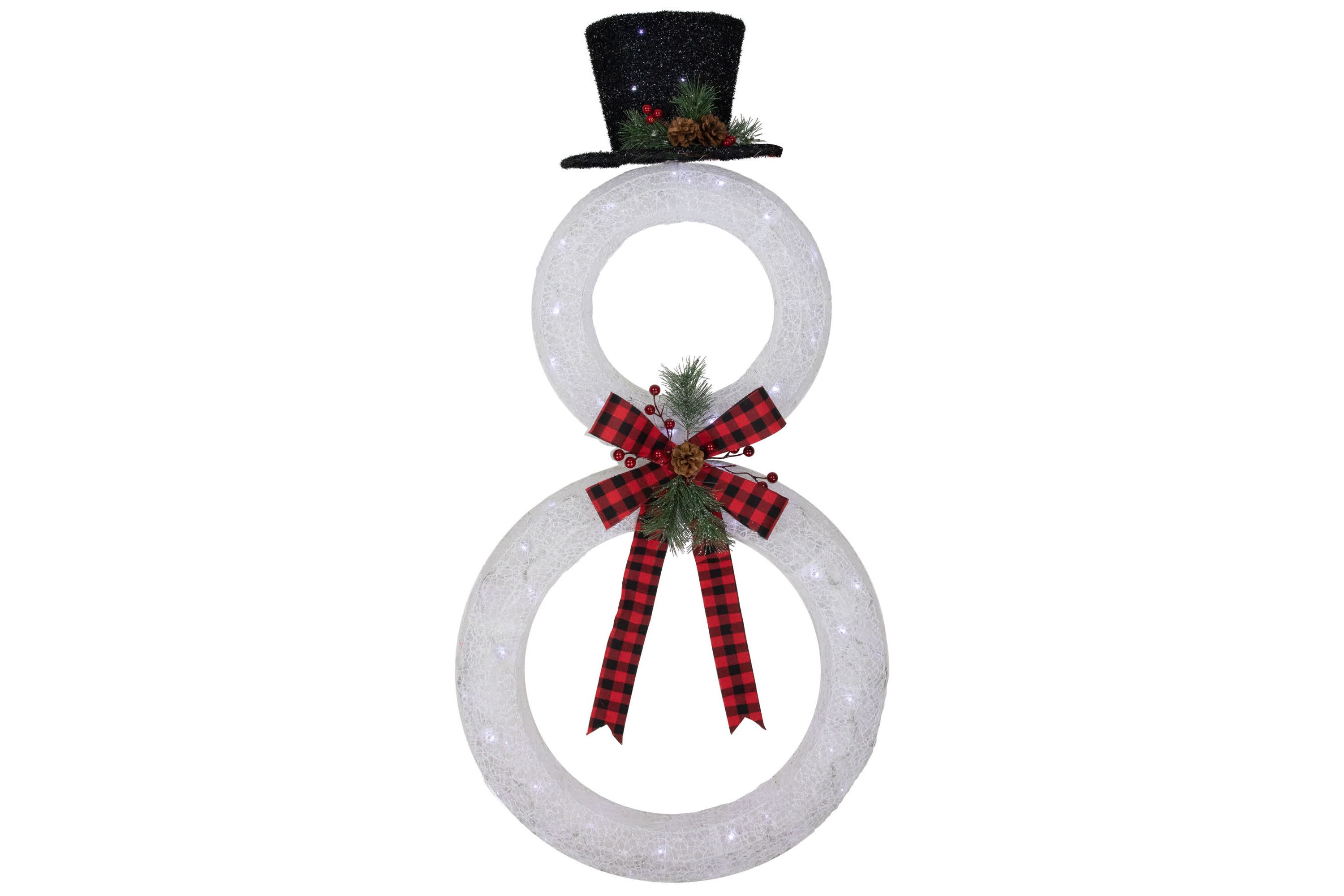 48" LED Lighted Wreath Snowman Outdoor Christmas Decoration