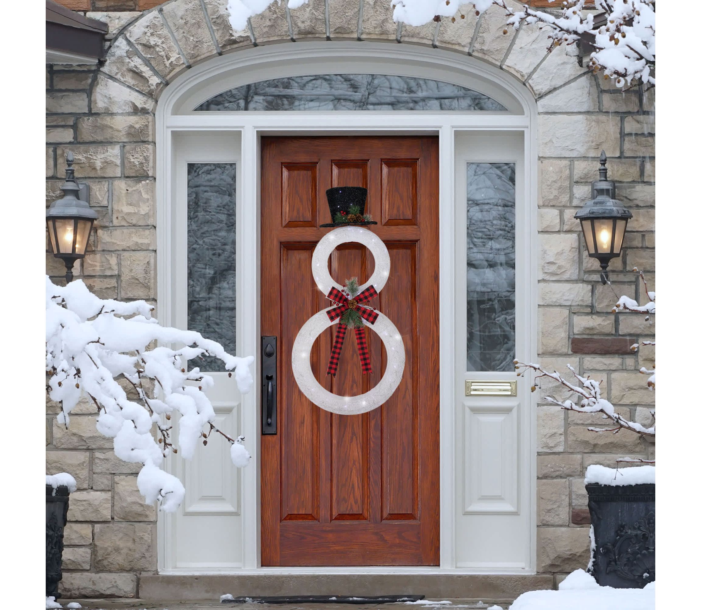 48" LED Lighted Wreath Snowman Outdoor Christmas Decoration