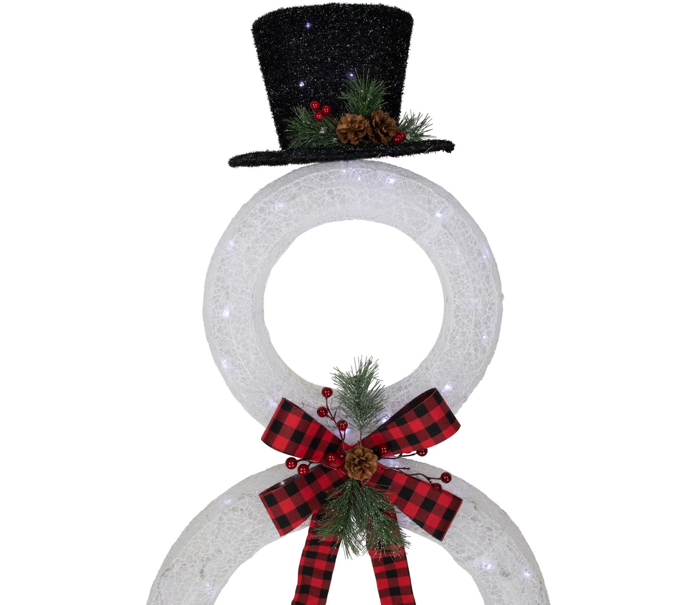48" LED Lighted Wreath Snowman Outdoor Christmas Decoration