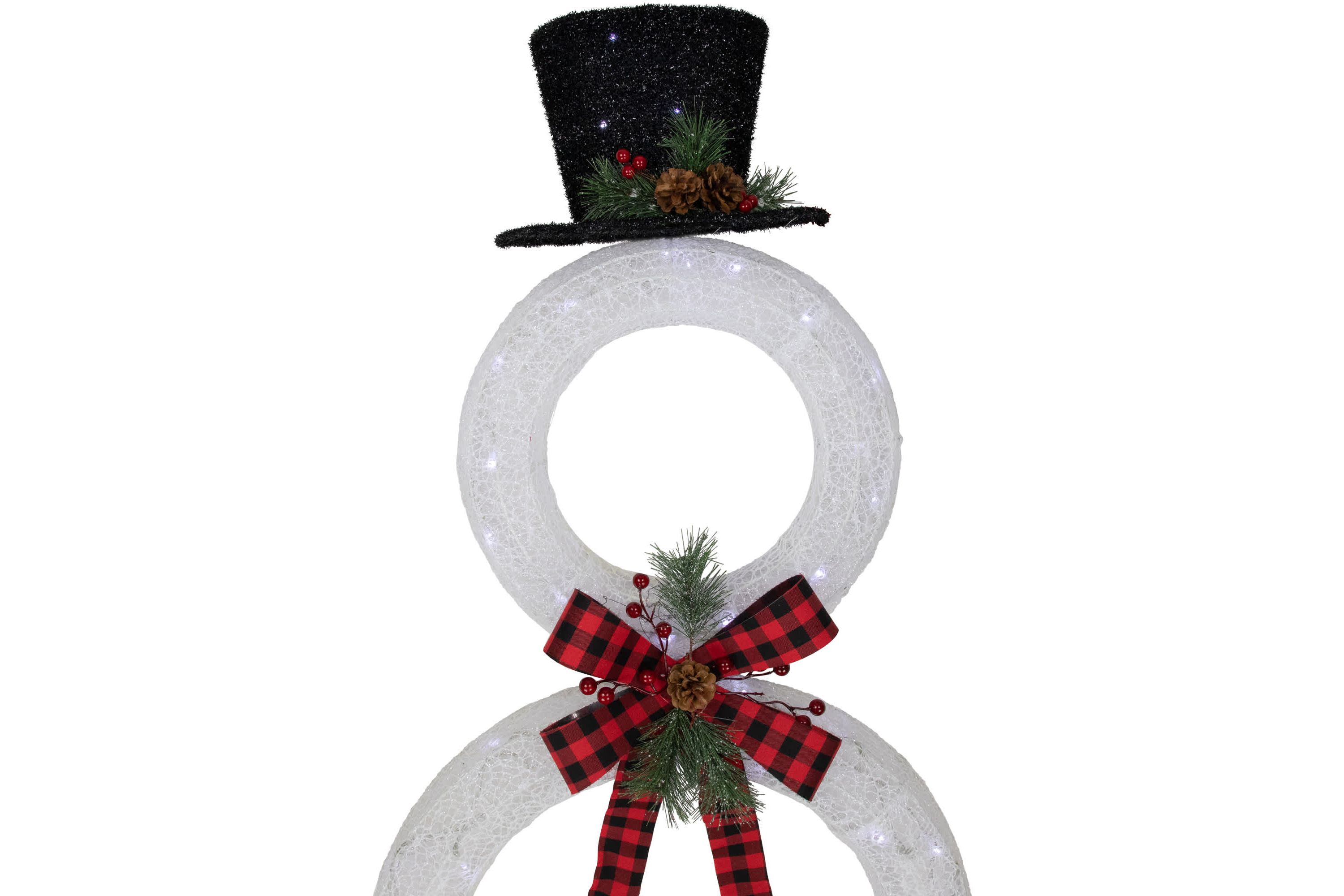 48" LED Lighted Wreath Snowman Outdoor Christmas Decoration