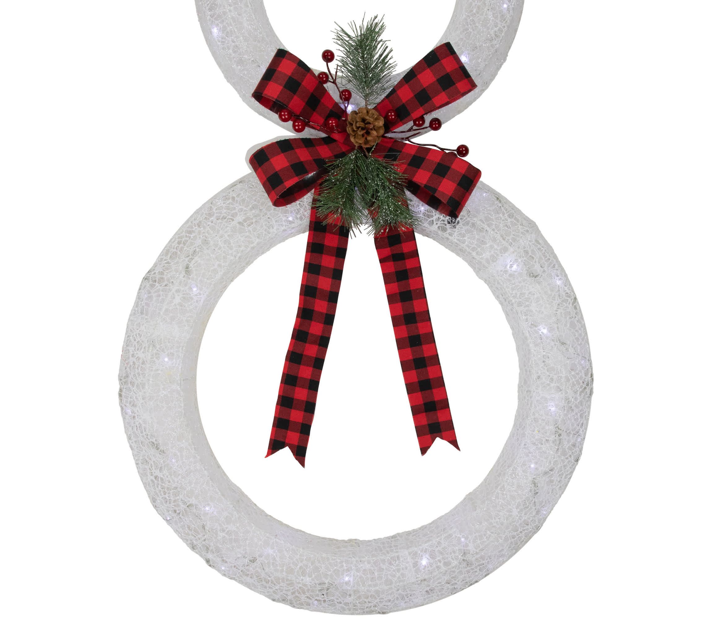 48" LED Lighted Wreath Snowman Outdoor Christmas Decoration