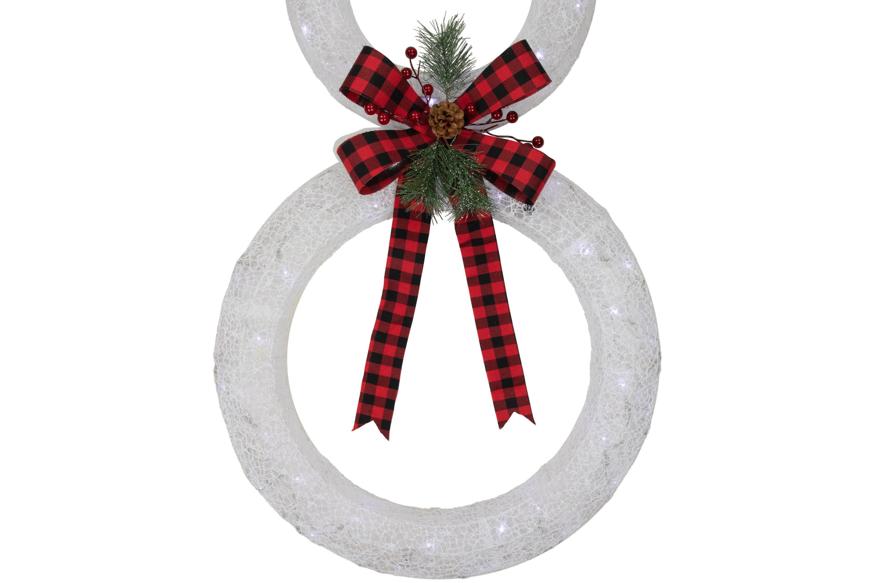 48" LED Lighted Wreath Snowman Outdoor Christmas Decoration