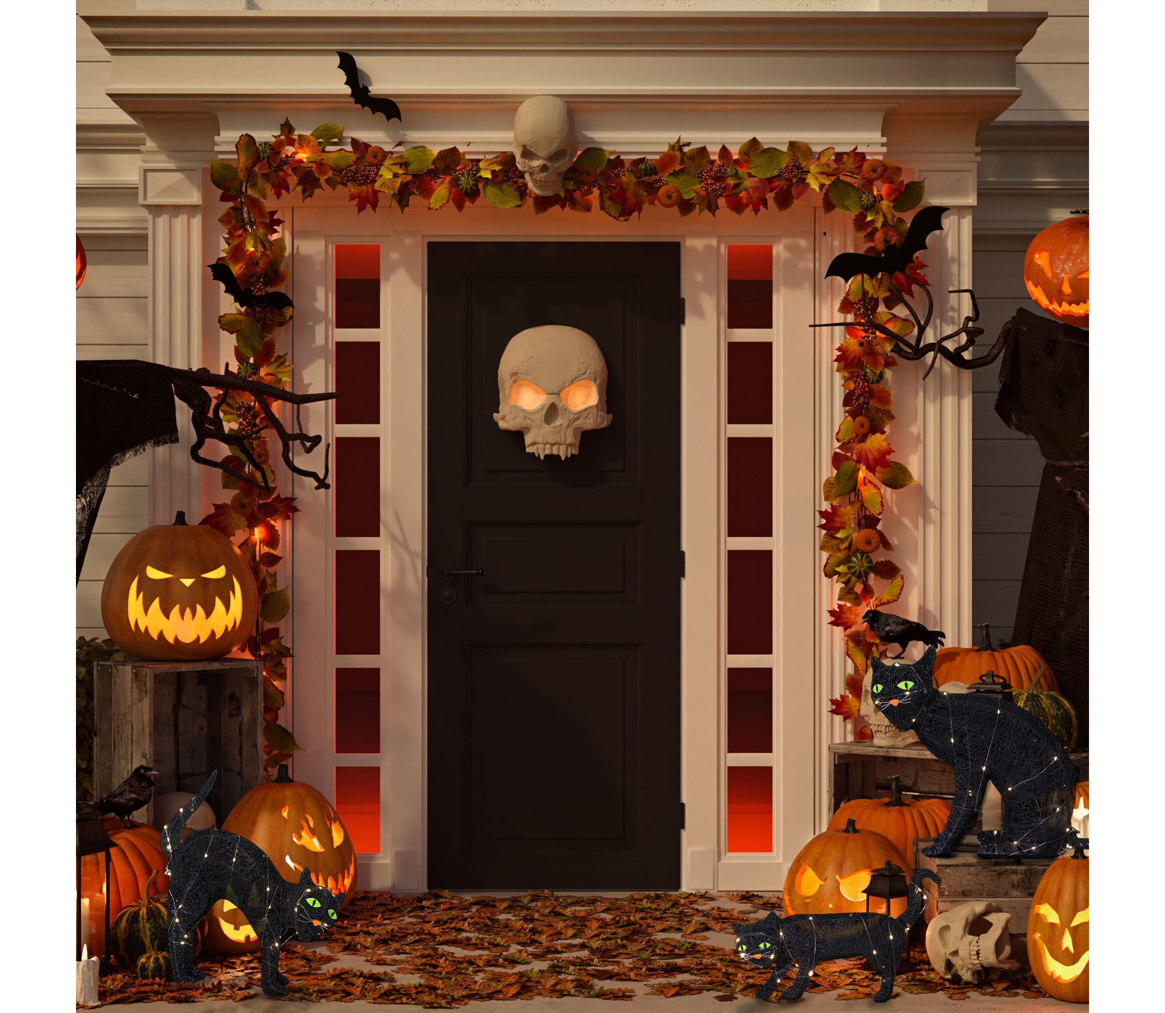 Set of 3 LED Lighted Black Cat Family Outdoor Halloween Decorations 27.5inch