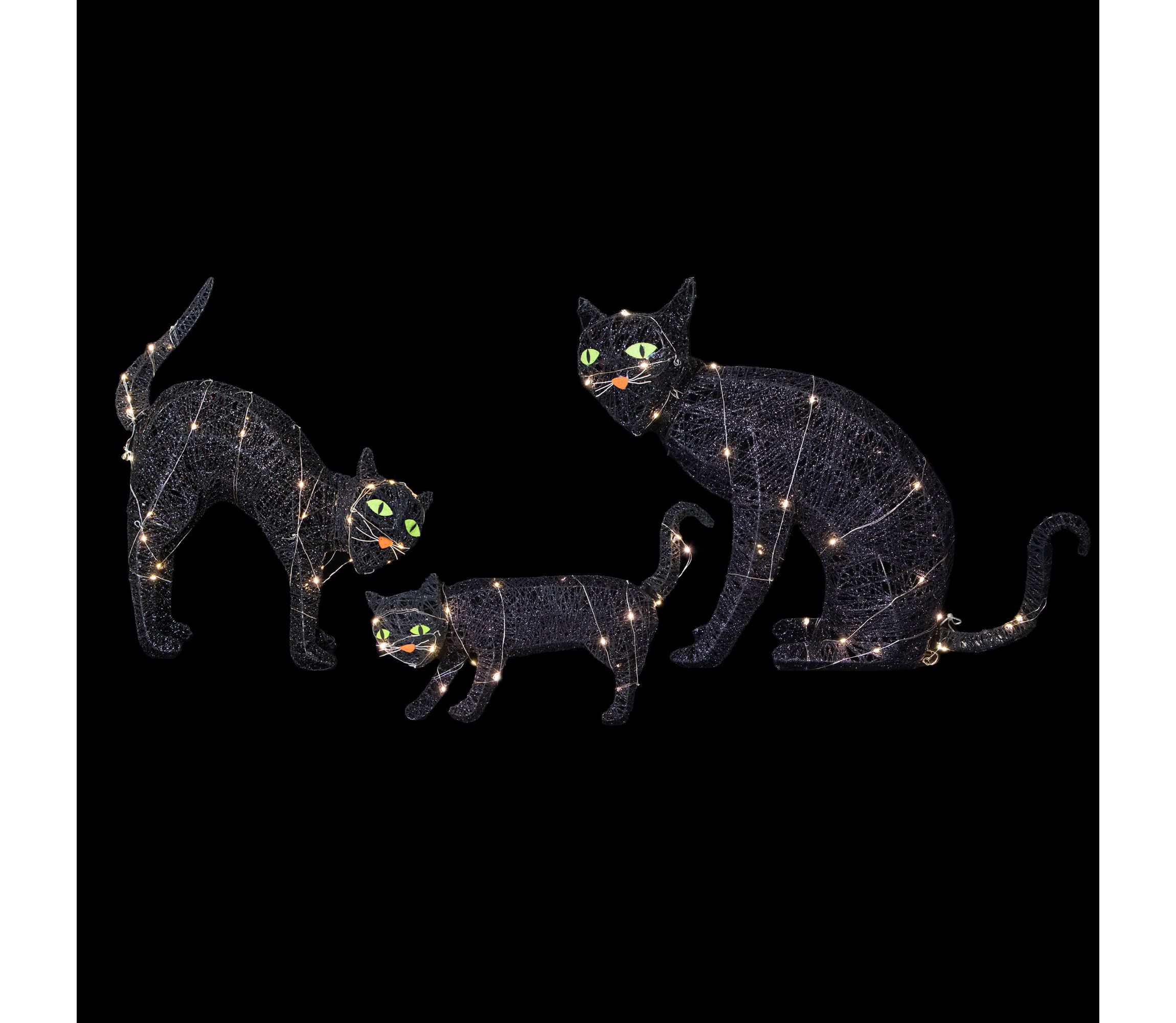 Set of 3 LED Lighted Black Cat Family Outdoor Halloween Decorations 27.5inch