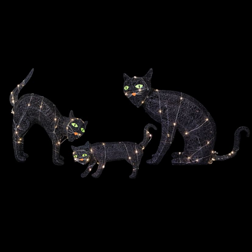 Set of 3 LED Lighted Black Cat Family Outdoor Halloween Decorations 27.5inch
