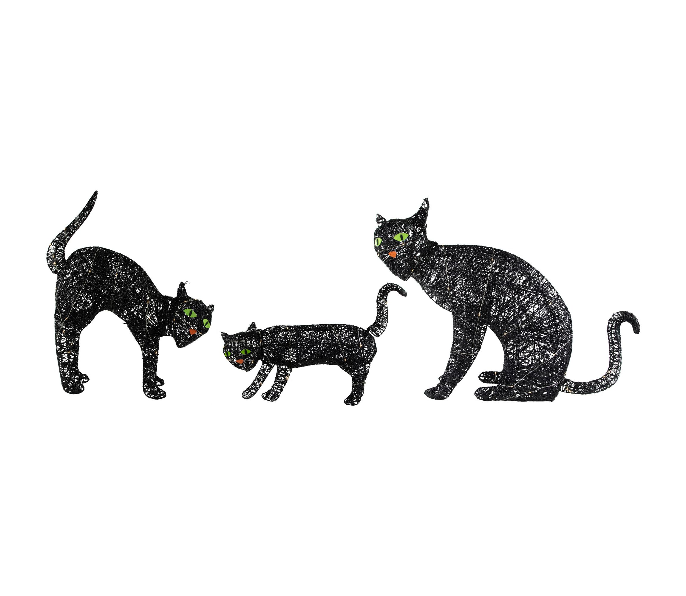Set of 3 LED Lighted Black Cat Family Outdoor Halloween Decorations 27.5inch