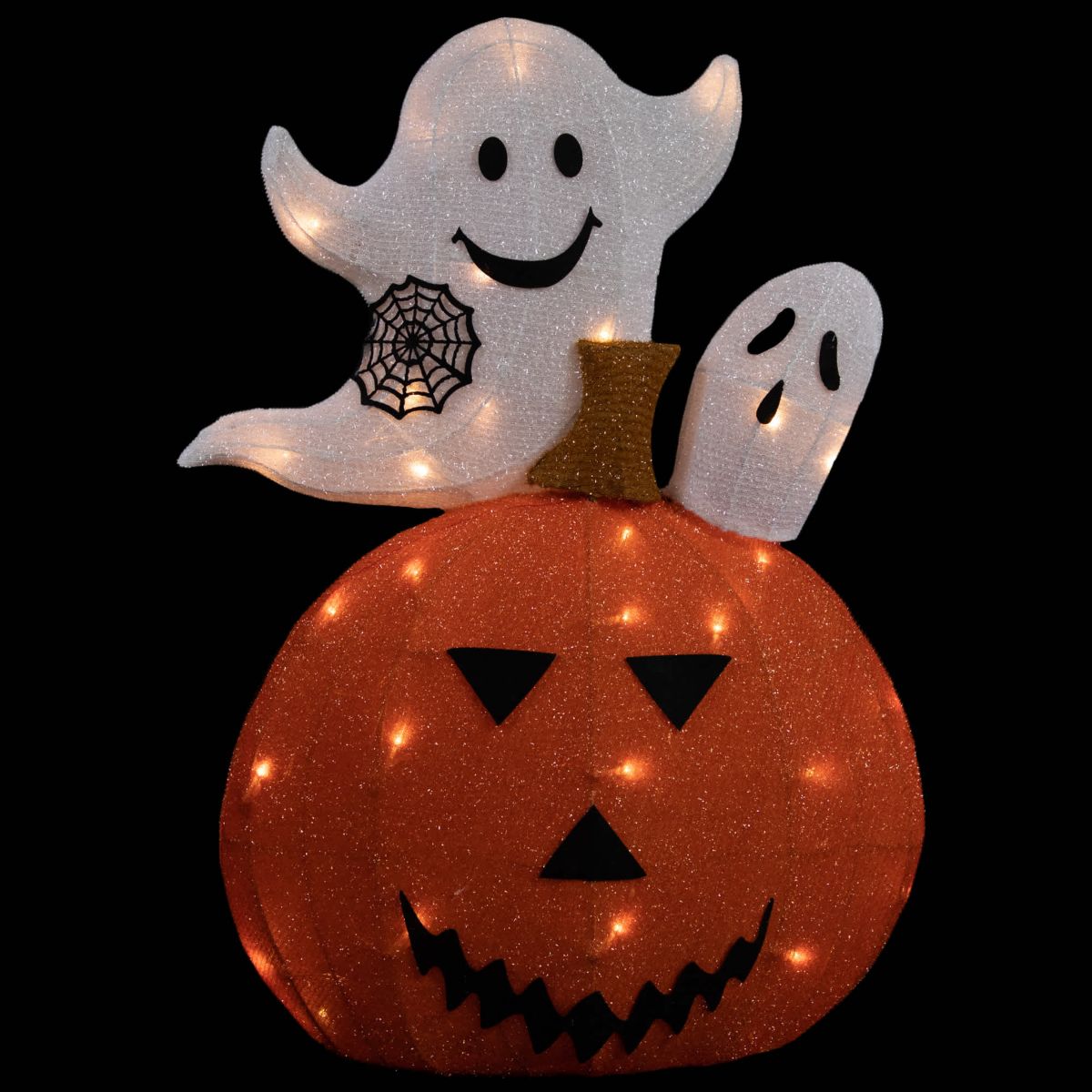 27.5" LED Lighted Battery Operated Jack-O-Lantern and Ghosts Halloween Decoration