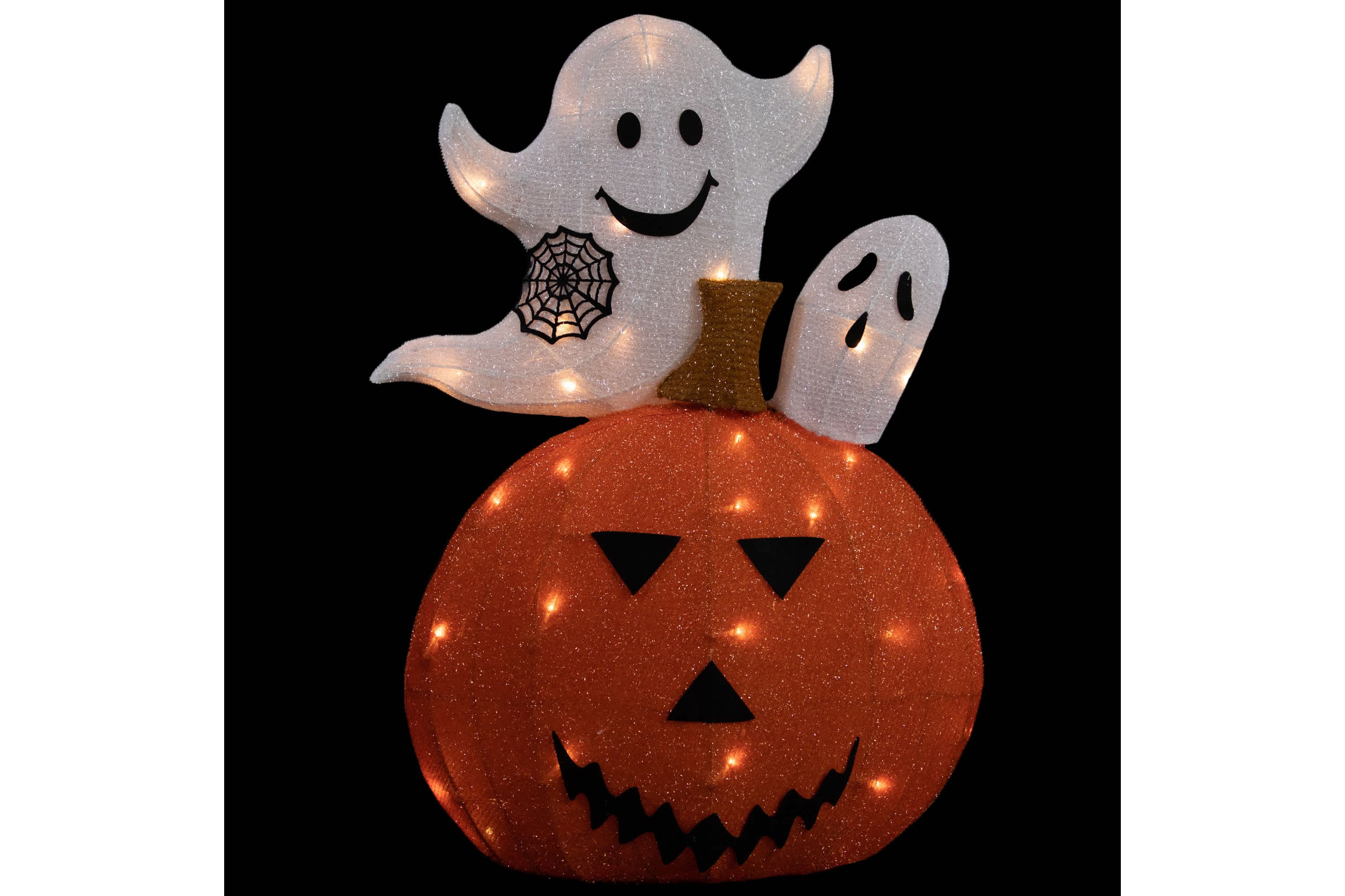 27.5" LED Lighted Battery Operated Jack-O-Lantern and Ghosts Halloween Decoration