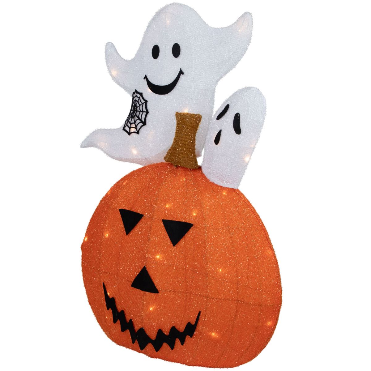 27.5" LED Lighted Battery Operated Jack-O-Lantern and Ghosts Halloween Decoration