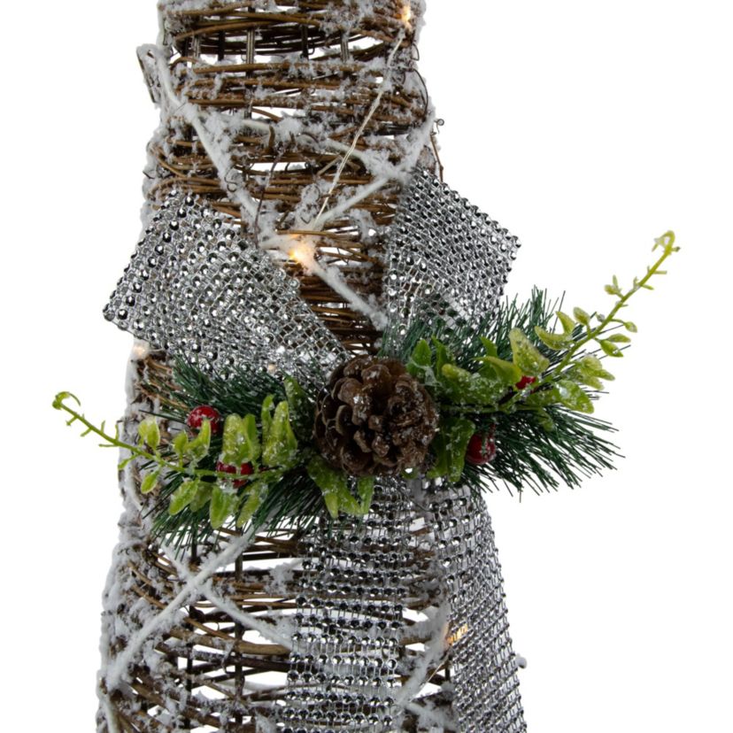 Set of 3 LED Lighted Pine and Berries Cone Christmas Tree Decorations 39.25inch