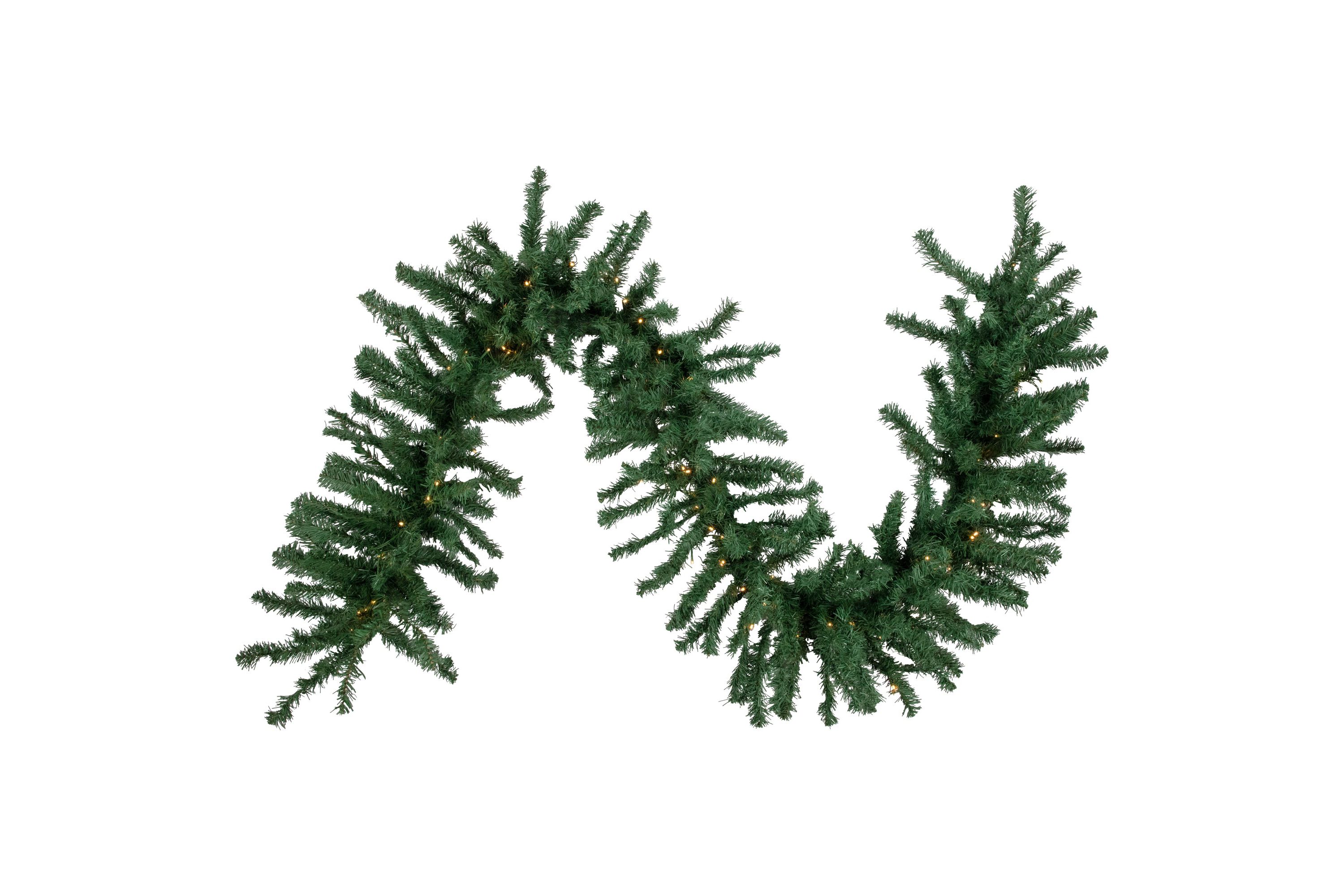 9 x 20" Pre-Lit Green Artificial Pine Christmas Garland  Warm White LED Lights