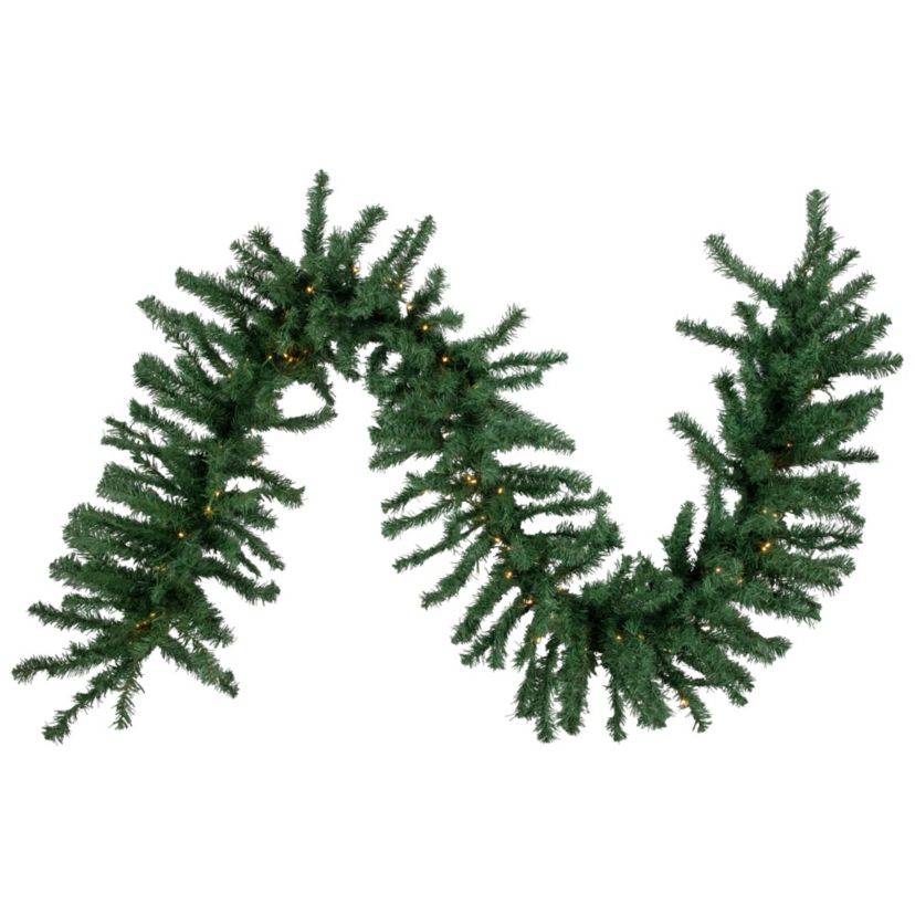 9 x 20" Pre-Lit Green Artificial Pine Christmas Garland  Warm White LED Lights