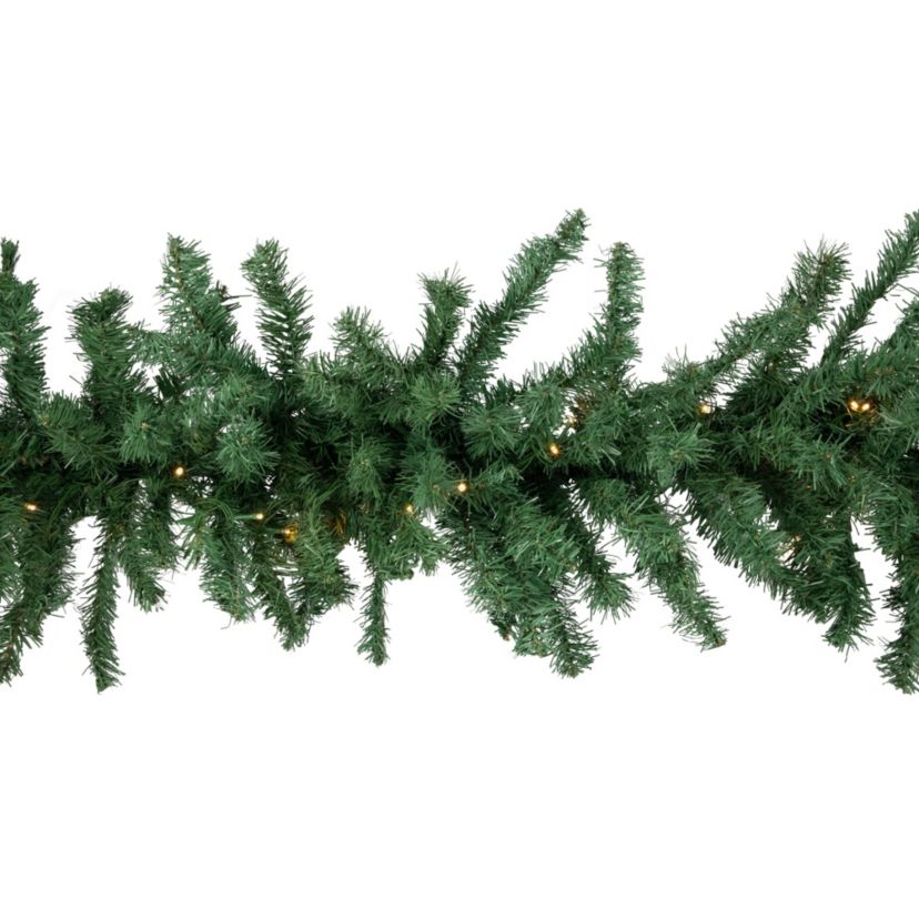 9 x 20" Pre-Lit Green Artificial Pine Christmas Garland  Warm White LED Lights