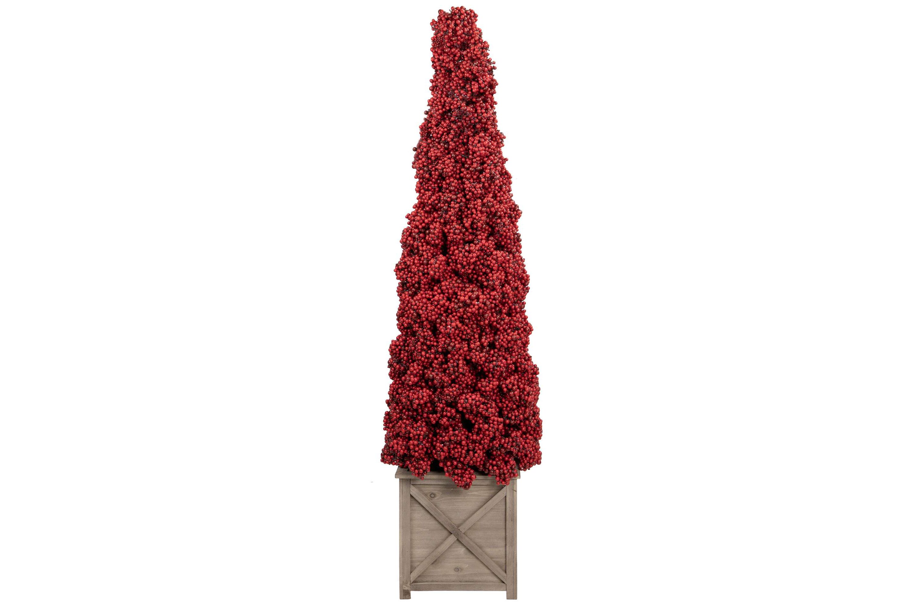 50" Red Berry Cone Potted Christmas Topiary