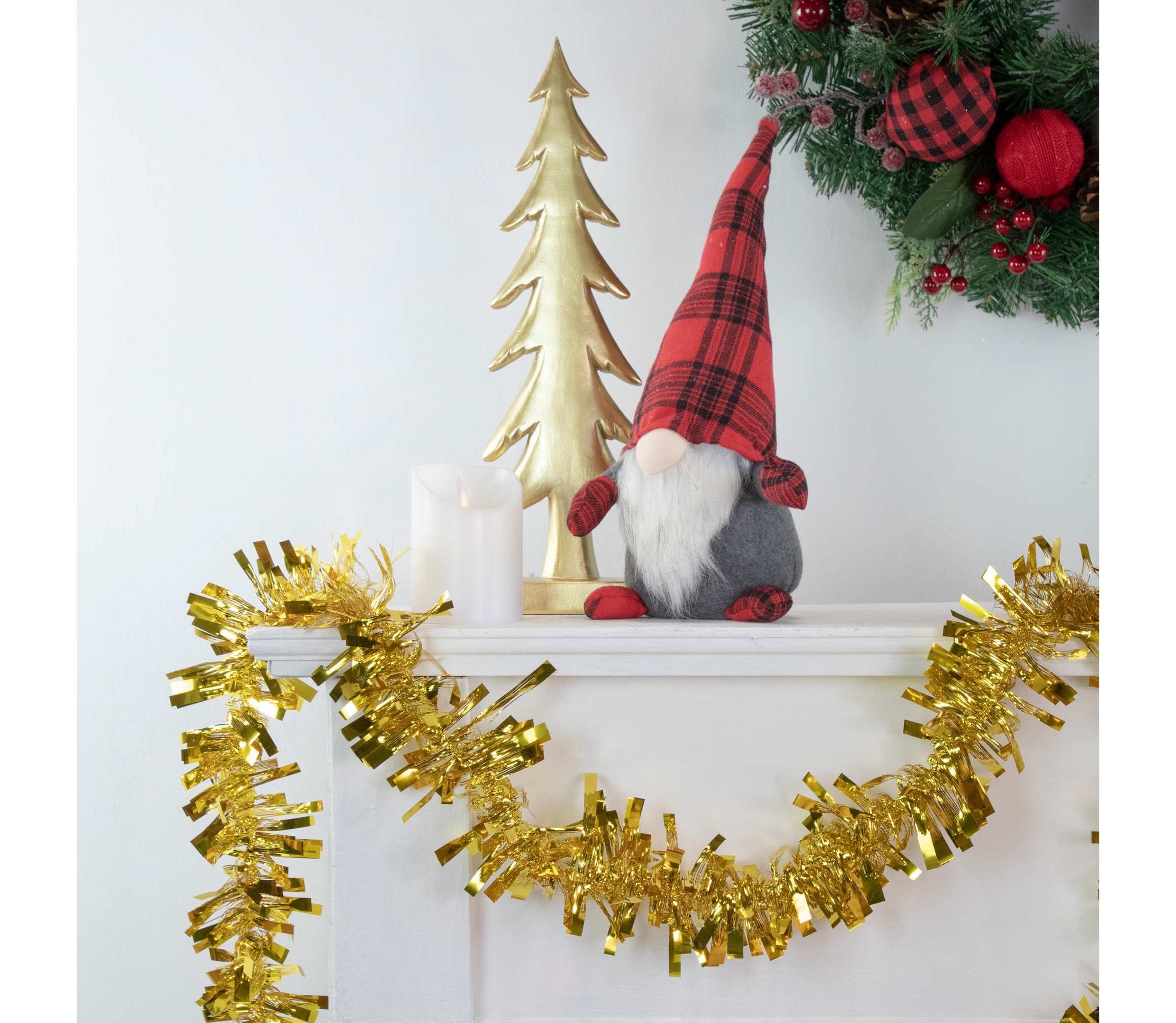 Boa Wide Cut Tinsel Commercial Christmas Garland - 50 x 3" - Gold - Unlit