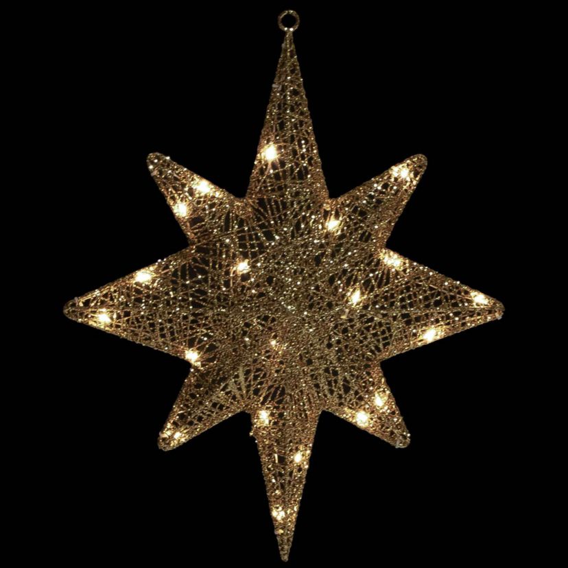 LED Lighted Hanging Bethlehem Star Outdoor Christmas Decoration - 22" - Warm White