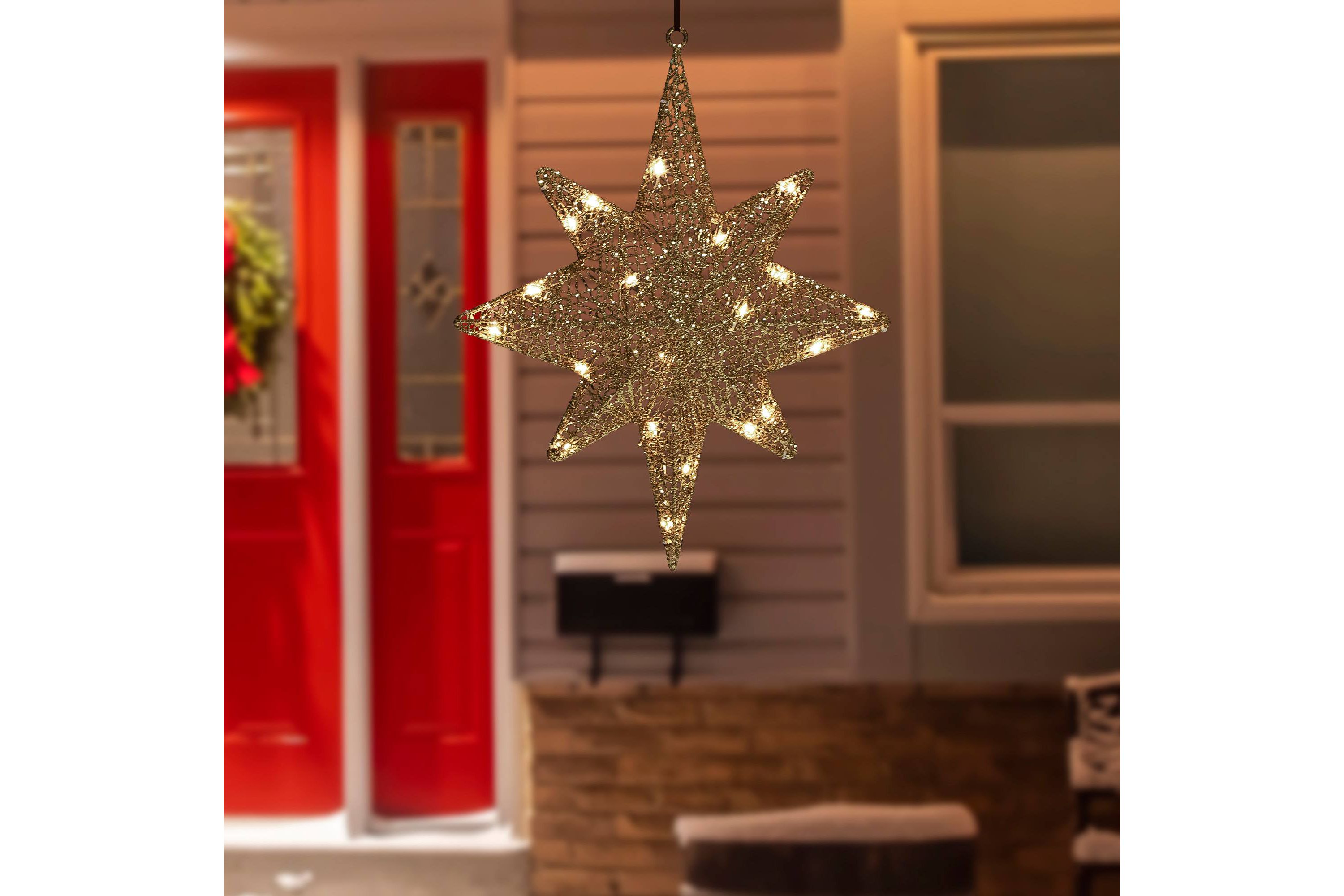 LED Lighted Hanging Bethlehem Star Outdoor Christmas Decoration - 22" - Warm White