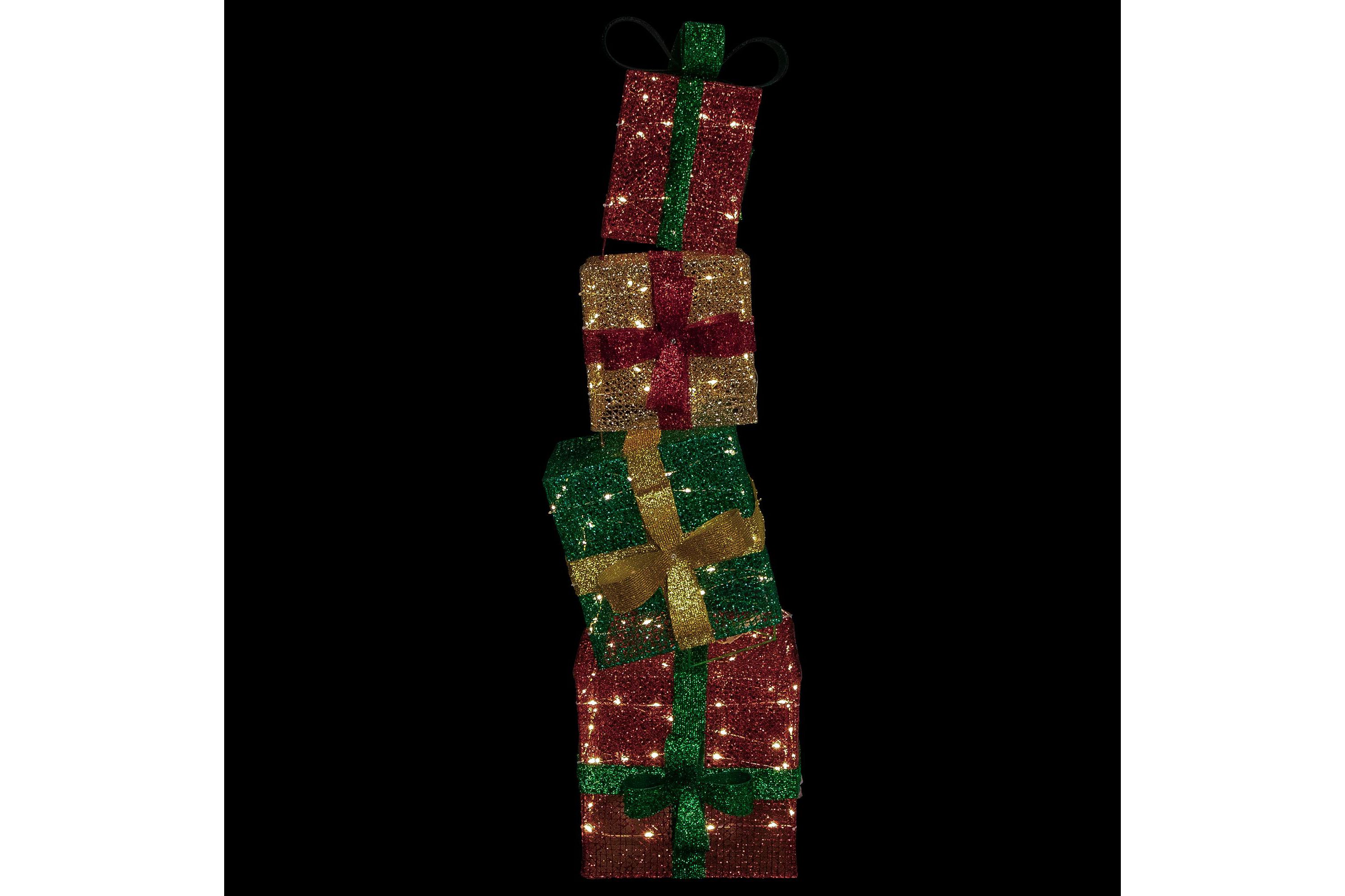 LED Lighted Stacked Christmas Gifts Outdoor Decoration - 53" - Warm White