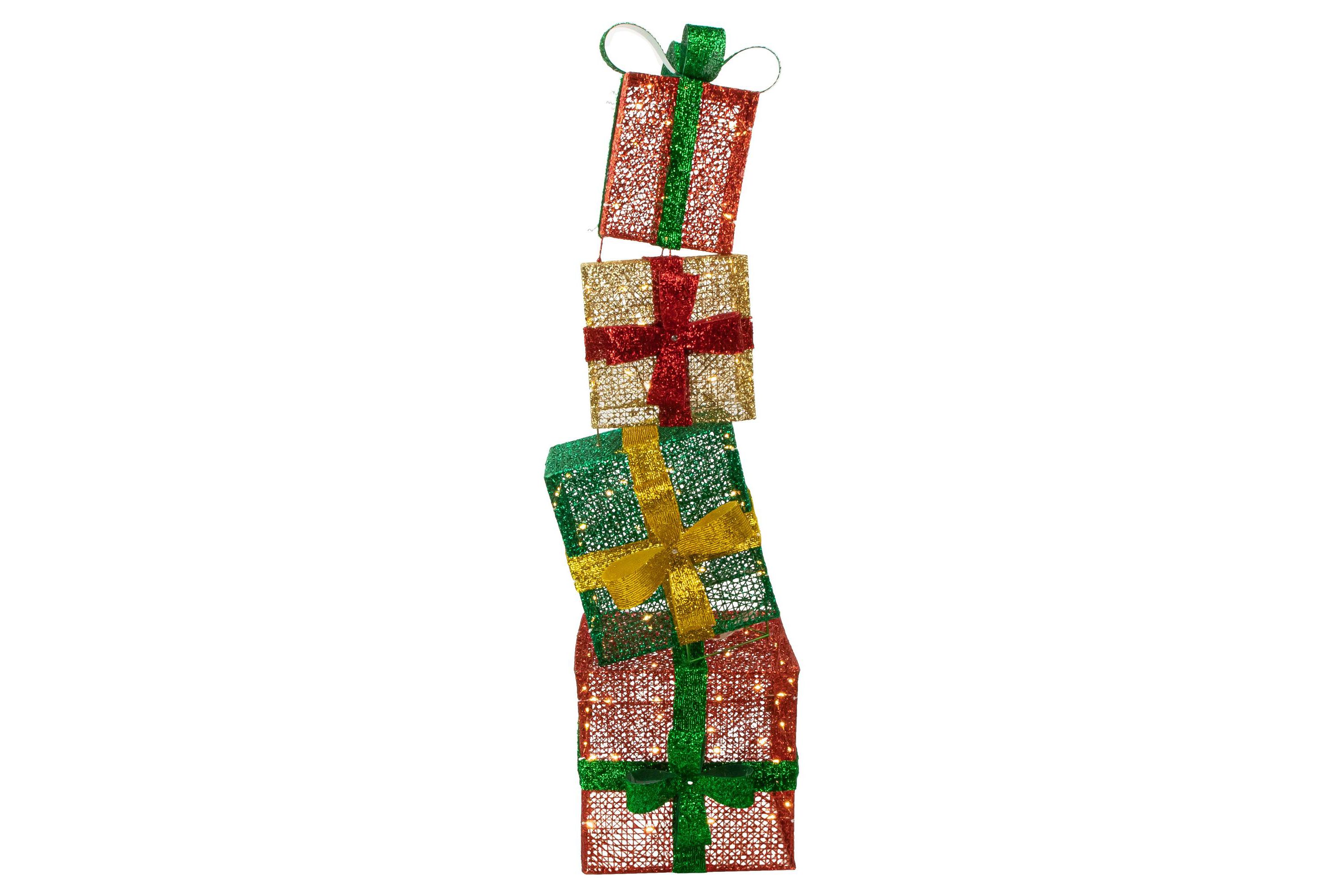 LED Lighted Stacked Christmas Gifts Outdoor Decoration - 53" - Warm White