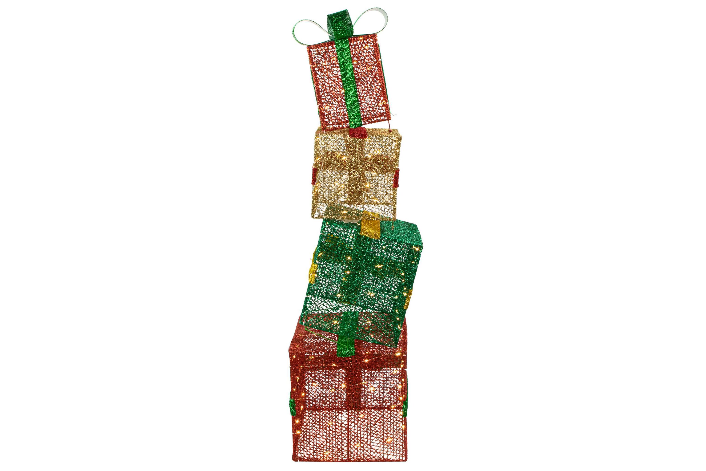 LED Lighted Stacked Christmas Gifts Outdoor Decoration - 53" - Warm White