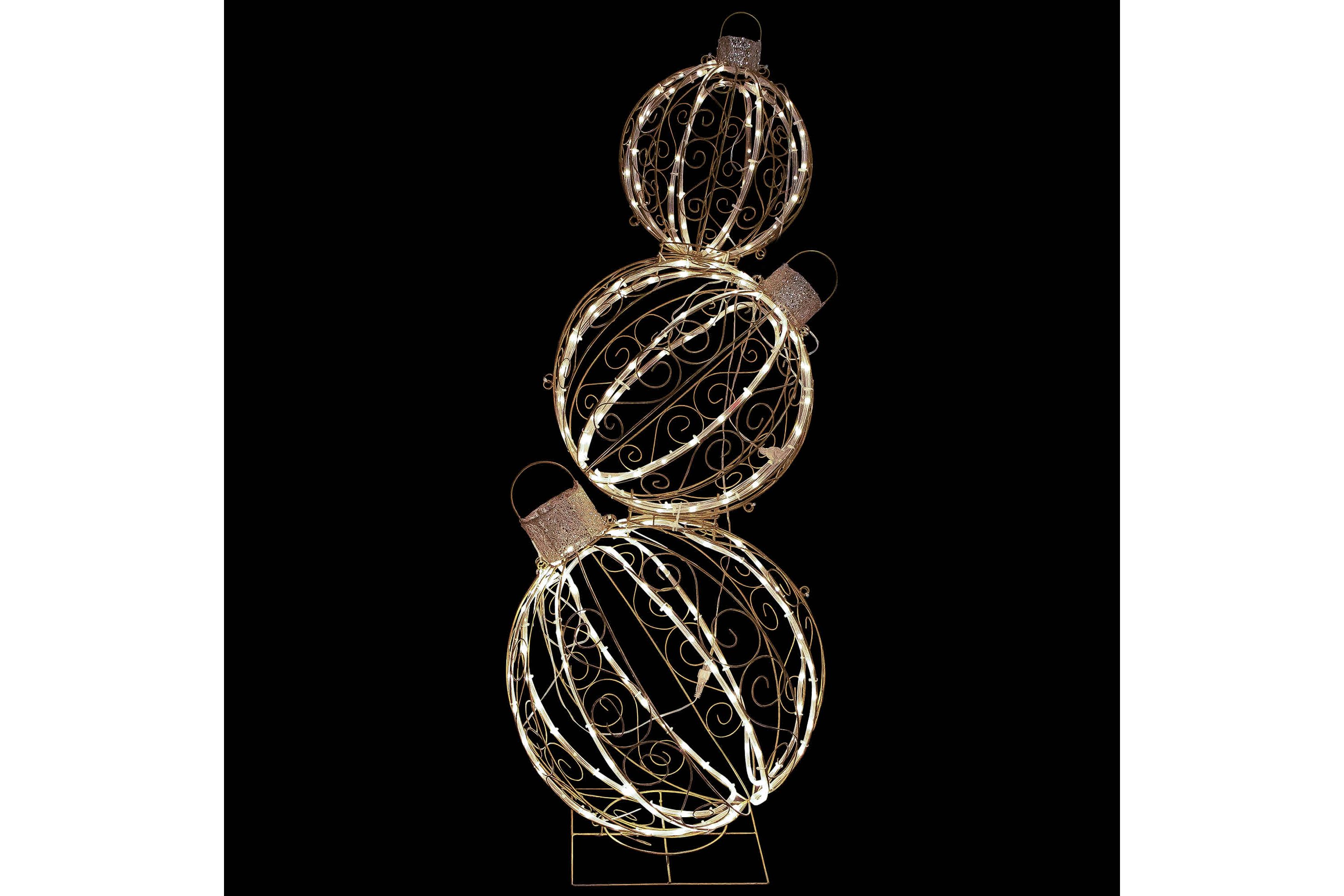 Open Design Stacked Christmas Ornaments Outdoor Decoration - 51" - Gold - Warm White