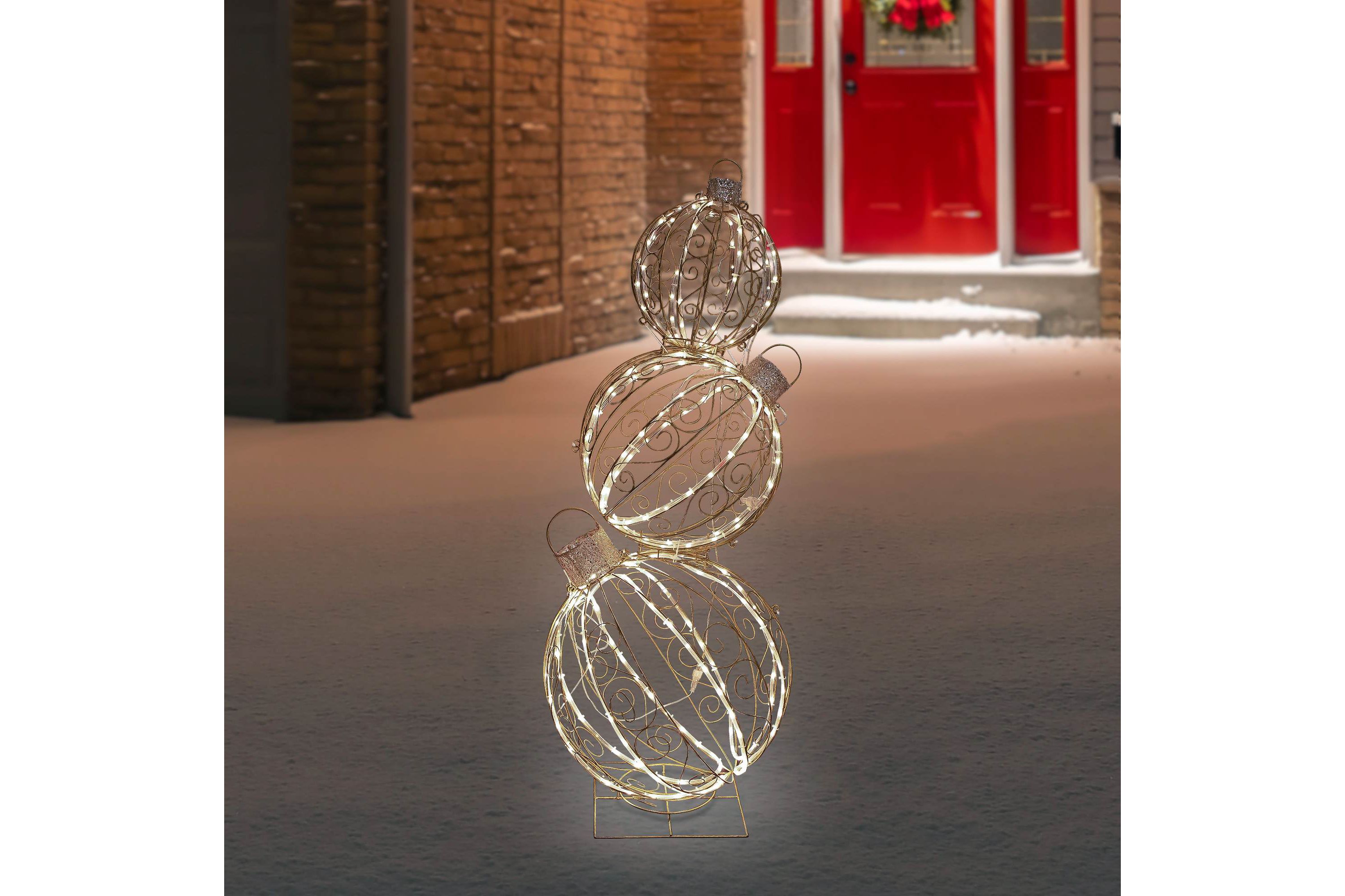 Open Design Stacked Christmas Ornaments Outdoor Decoration - 51" - Gold - Warm White