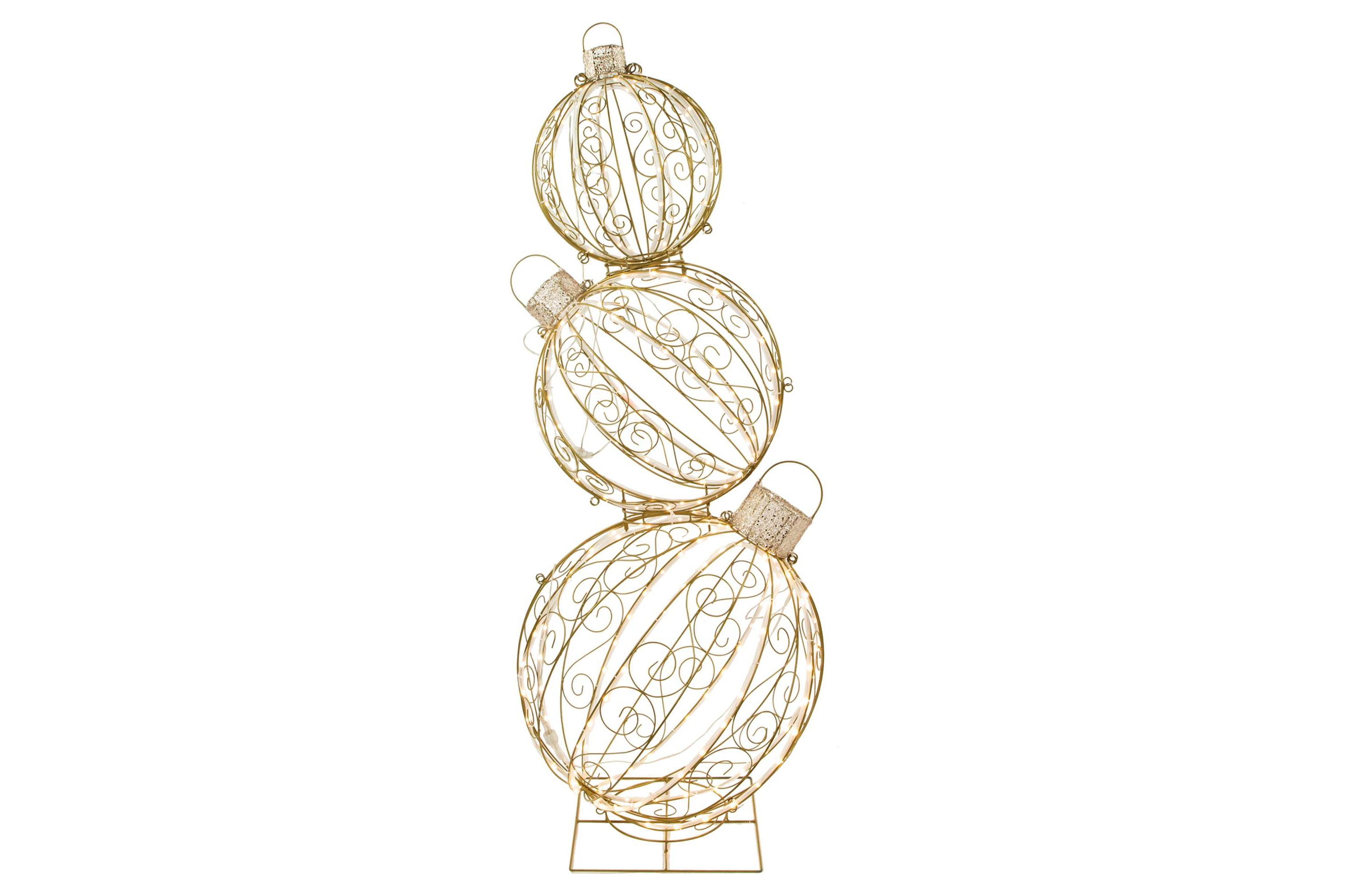 Open Design Stacked Christmas Ornaments Outdoor Decoration - 51" - Gold - Warm White