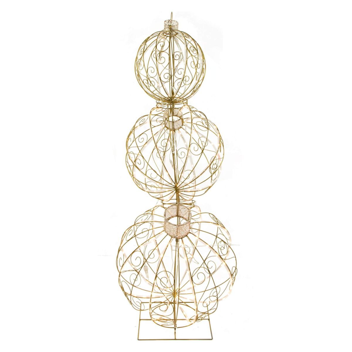 Open Design Stacked Christmas Ornaments Outdoor Decoration - 51" - Gold - Warm White